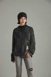 Knitted Design Slit Sweater