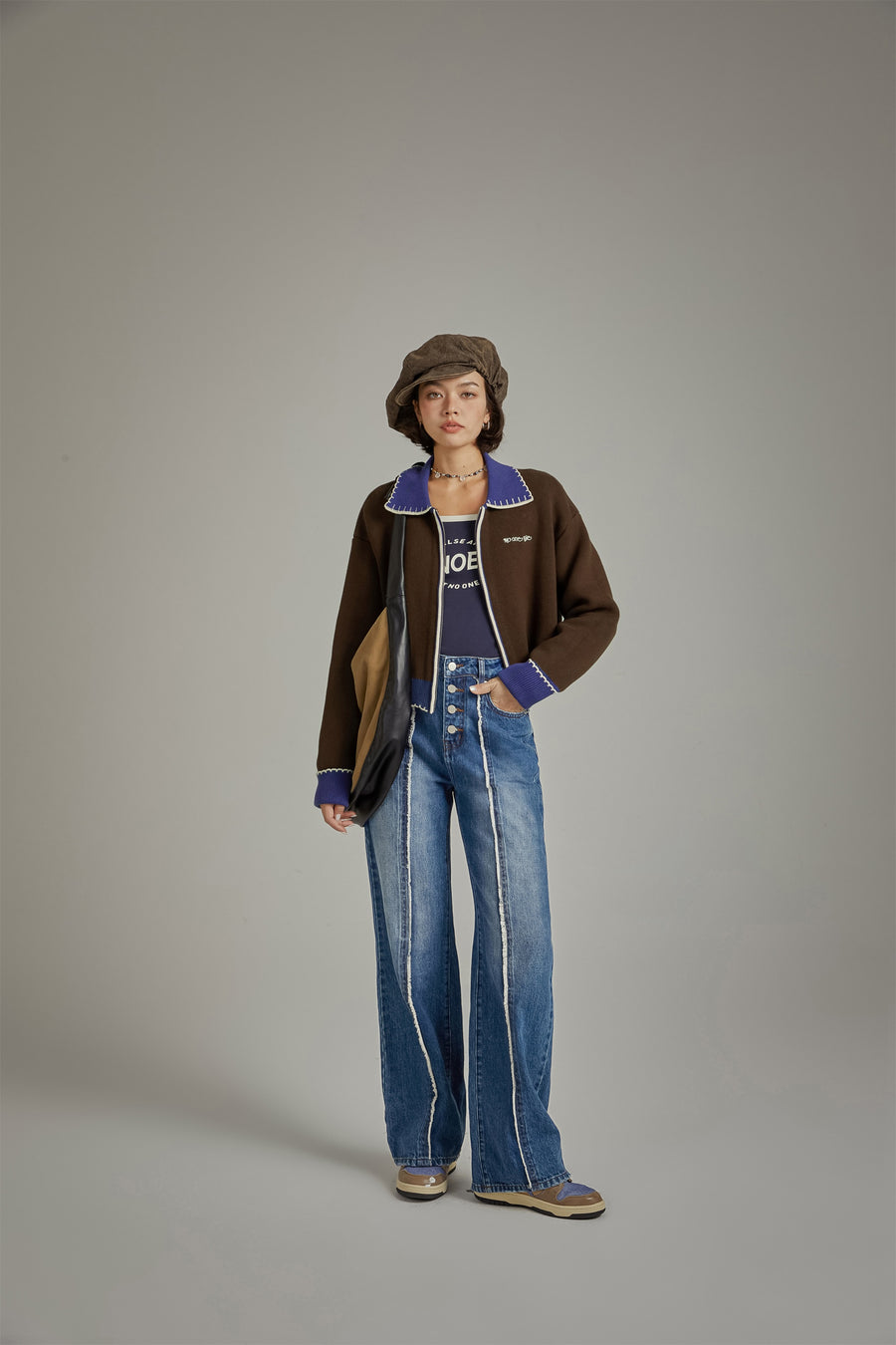 CHUU Lined High Waisted Button Wide Denim Jeans