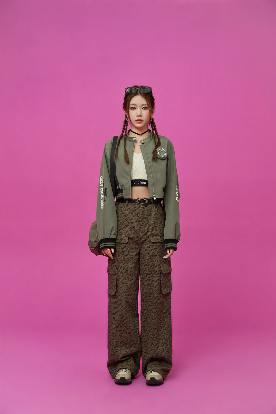 CHUU Logo Varsity Crop Jacket