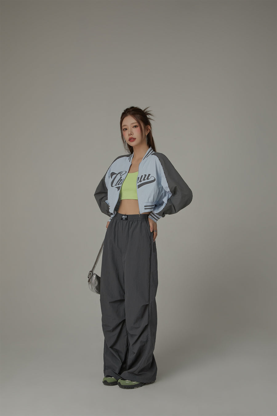 CHUU Logo Colored Zip-Up Varsity Jacket