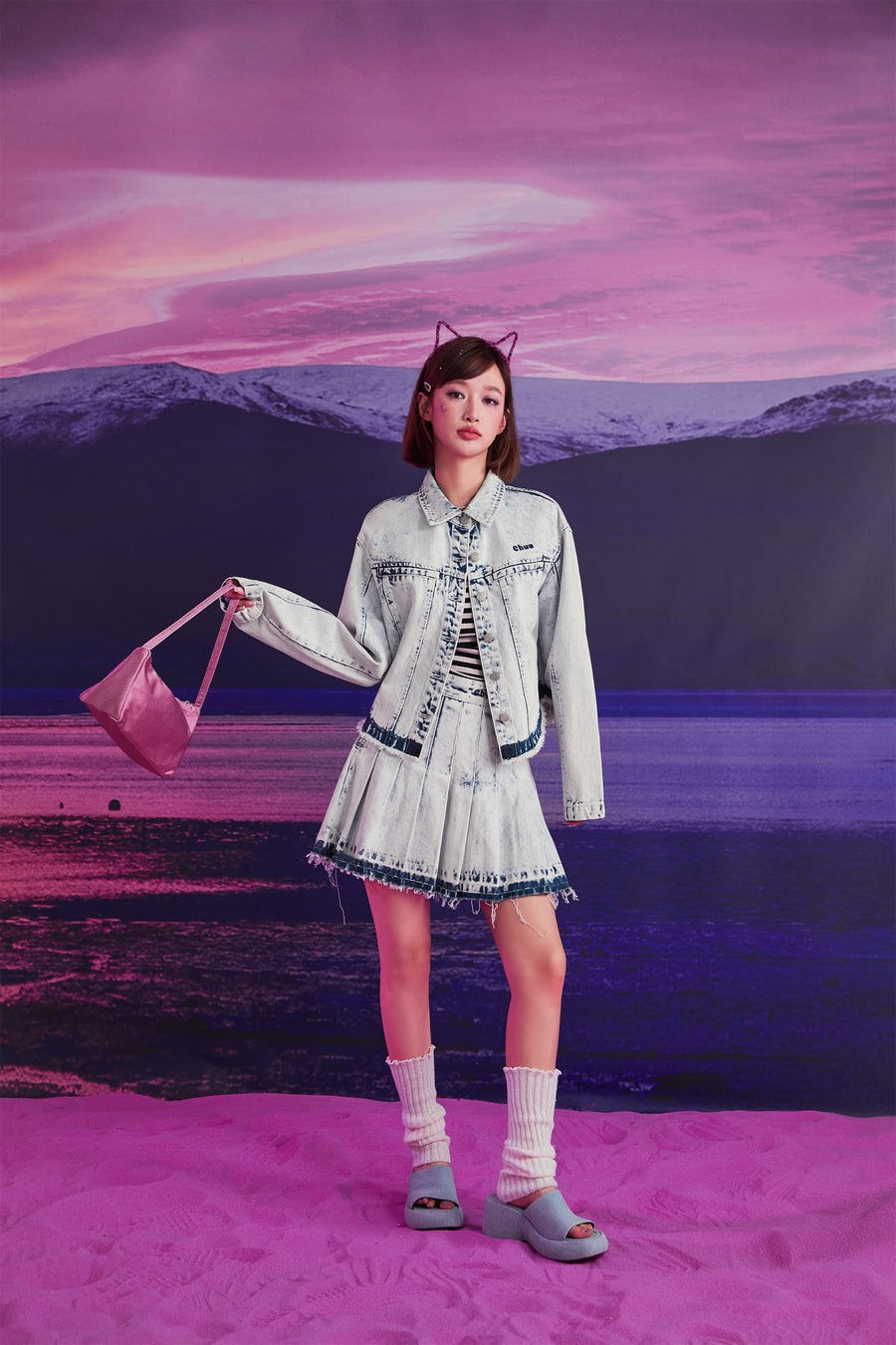 CHUU Frayed Hem Denim Jacket