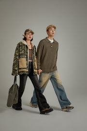 Pocket Camouflage Zip-Up Jacket