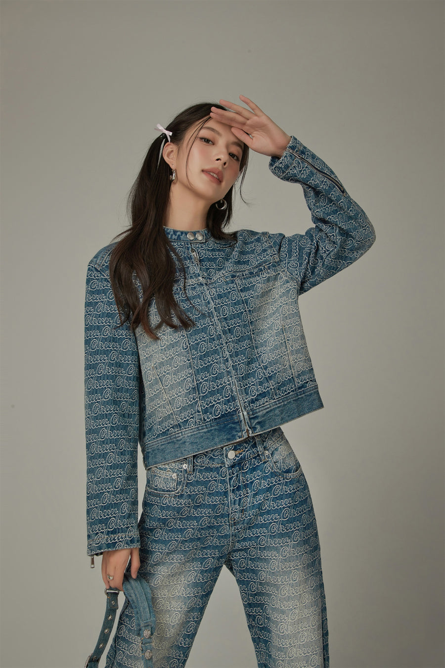 CHUU Logo Lettering Denim Jacket