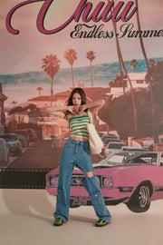 Straight High Waisted Leg Cutout Denim Jeans