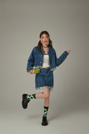 Raw Hem A-Line Denim Skirt