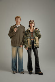 Pocket Camouflage Zip-Up Jacket