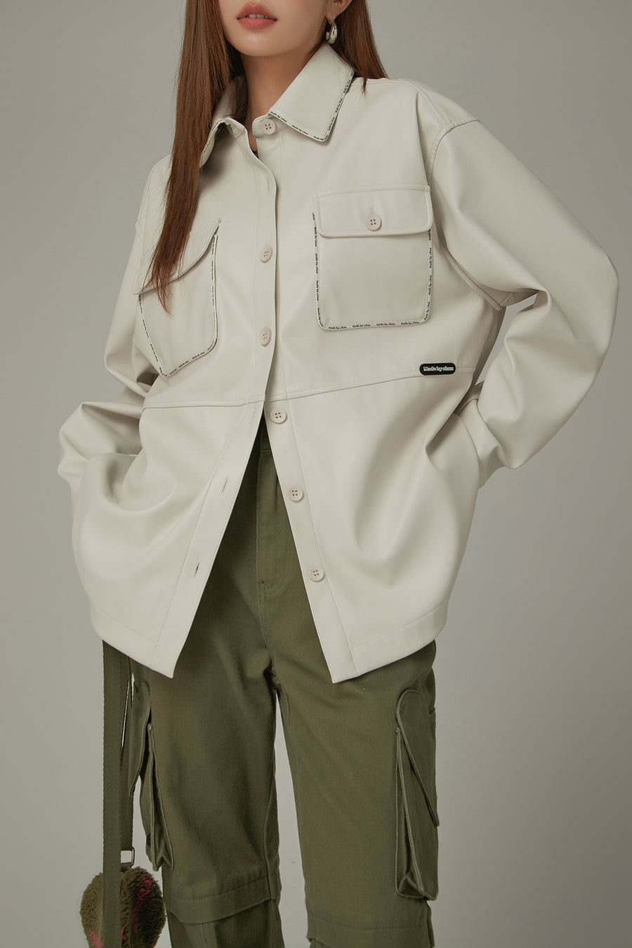 CHUU Pocket Leather Shacket