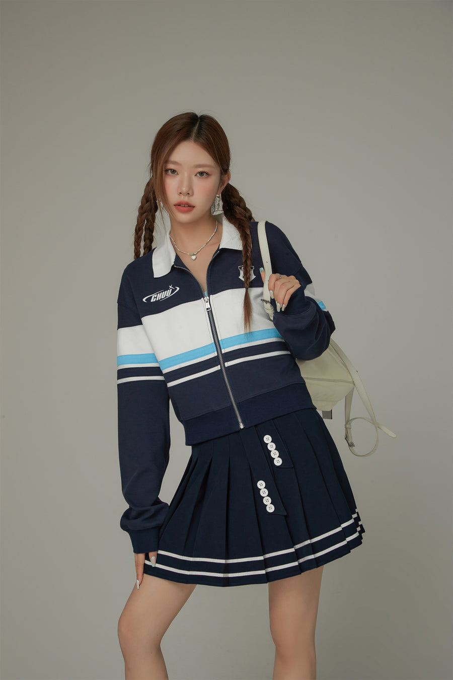 CHUU Logo Sporty Zip-Up Boxy Jacket