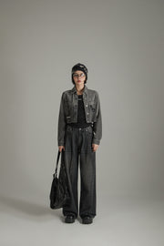 Washing Pintuck Denim Jeans