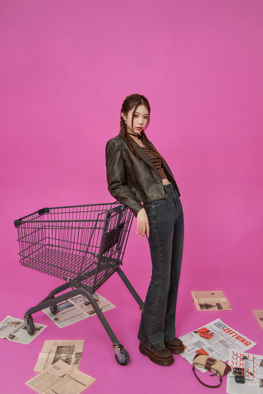 CHUU Logo Leather Jacket