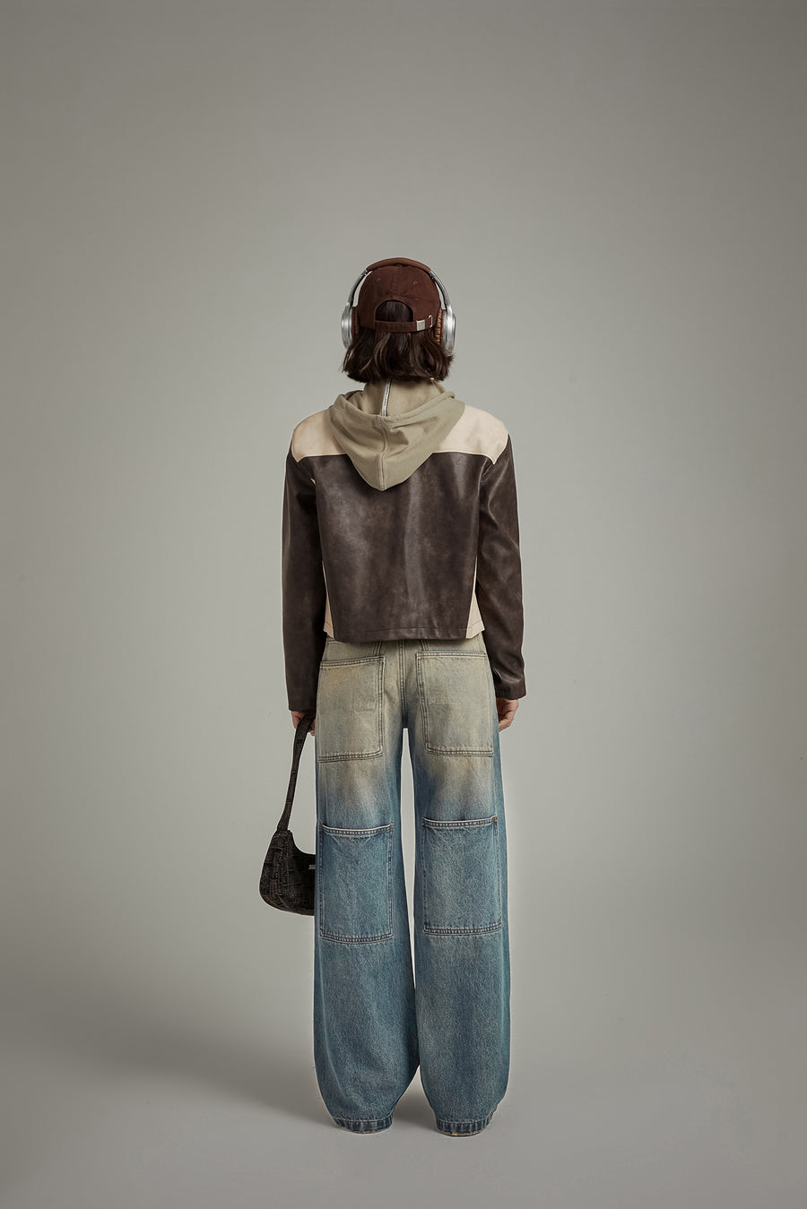 CHUU Color Combination Leather Jacket