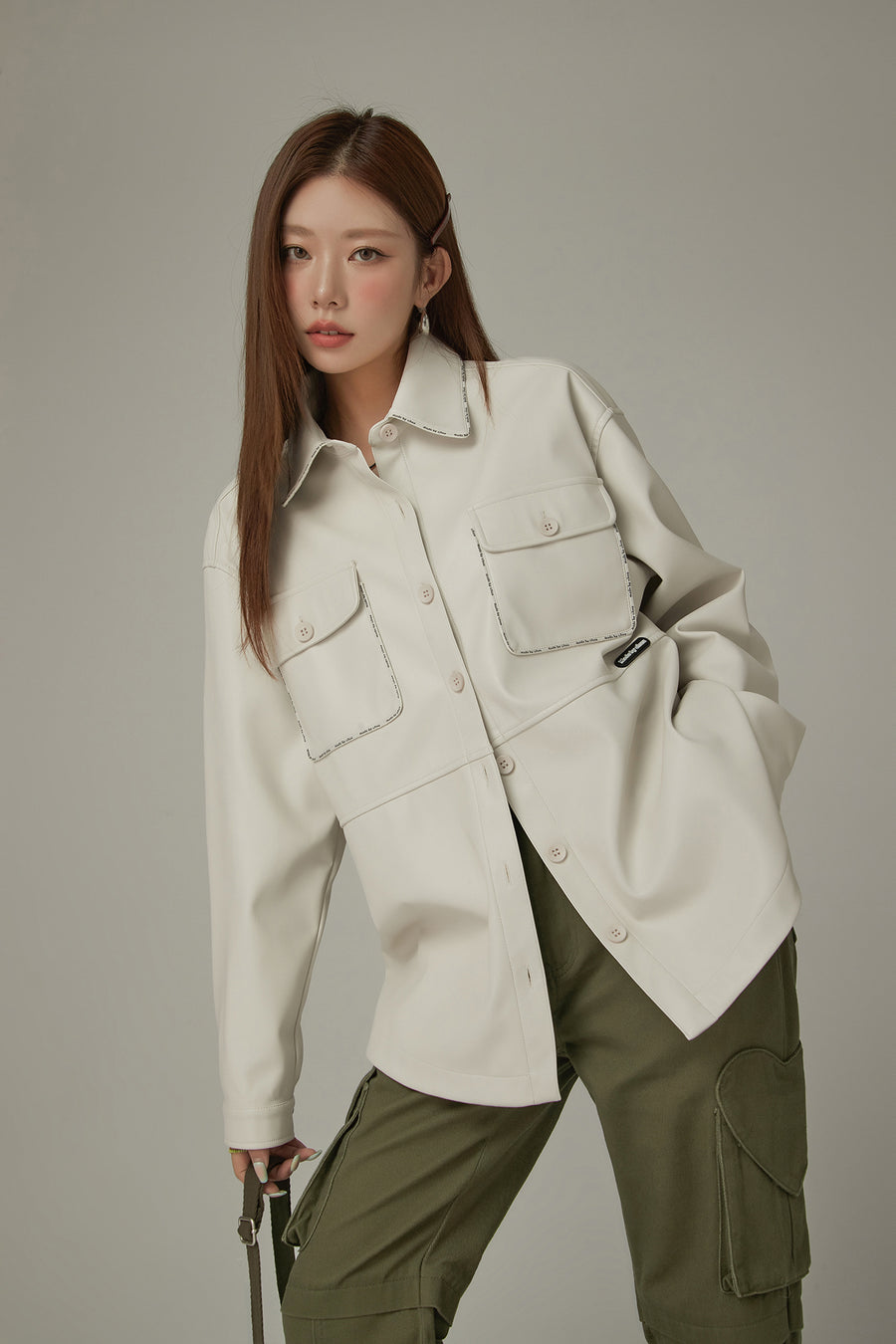 CHUU Pocket Leather Shacket