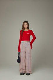 Wide Waist Band Straight Jeans