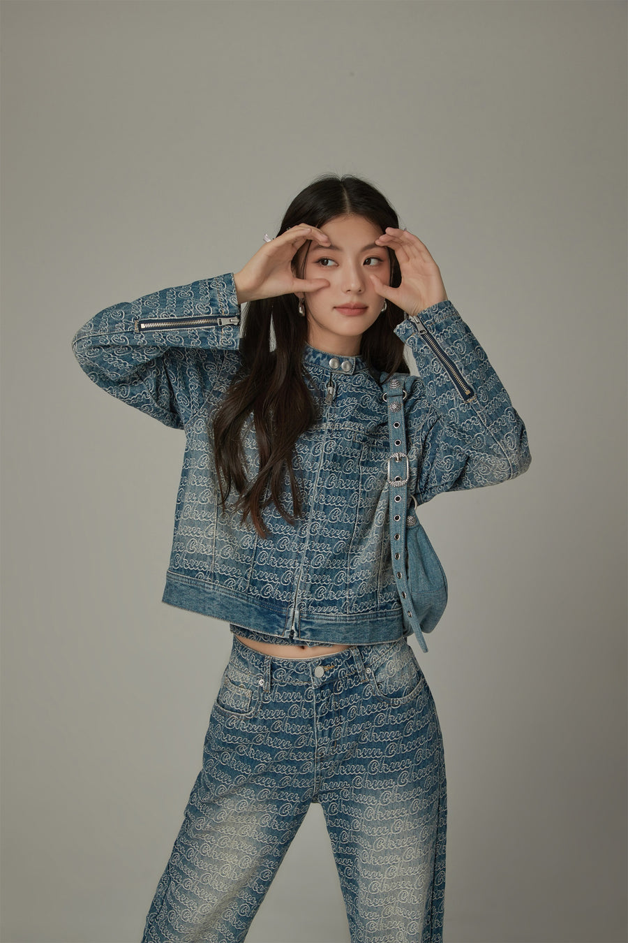 CHUU Logo Lettering Denim Jacket