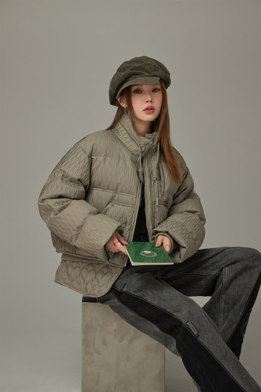 CHUU Pattern Oversized Layered Padded Jacket