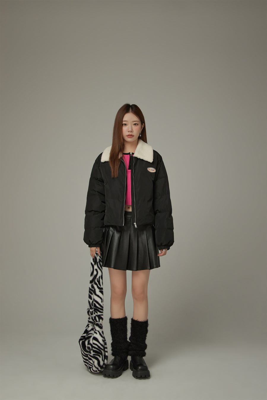 CHUU Fleece Collar Padded Jacket