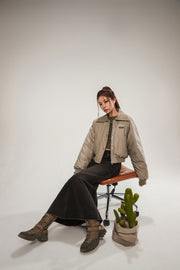 Logo Collar Leather Padded Jacket