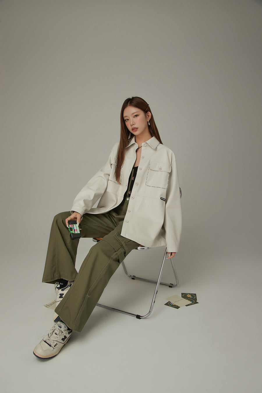 CHUU Pocket Leather Shacket