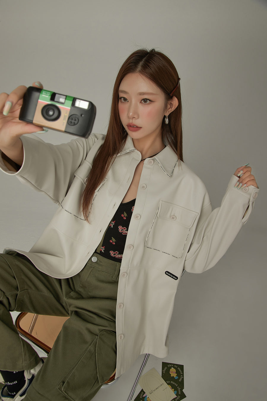 CHUU Pocket Leather Shacket