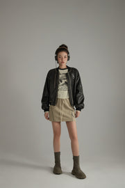 Lined Leather Boxy Jacket