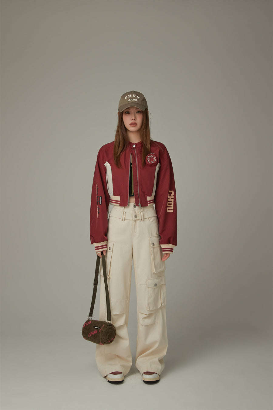 CHUU Logo Varsity Crop Jacket