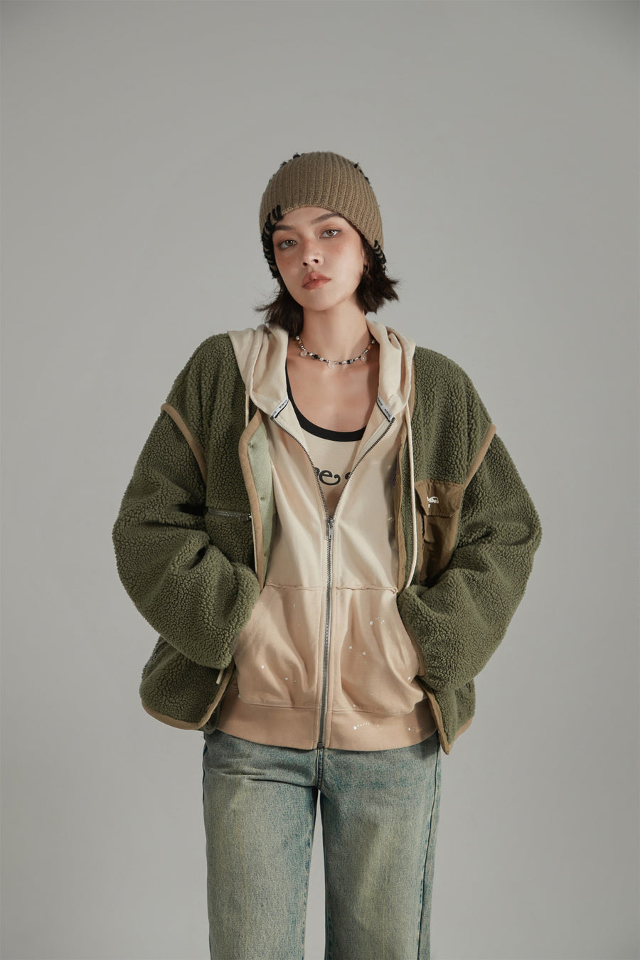 CHUU Fleece Zip-Up Jacket