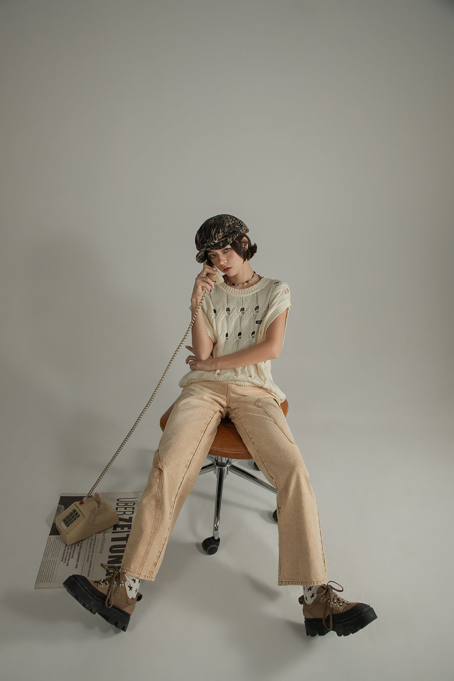 CHUU Pocket Washed Wide Jeans