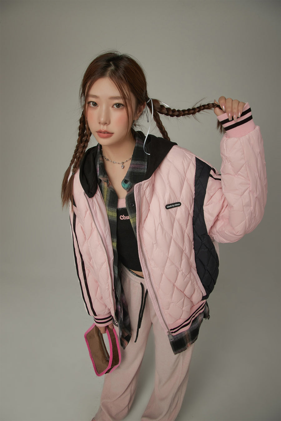 CHUU Argyle Quilting Padded Jacket