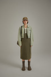 Faded Color Denim Zip-Up Jacket