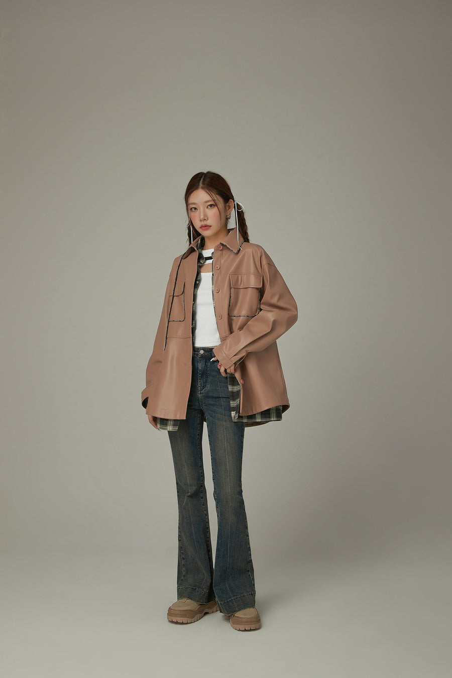 CHUU Pocket Leather Shacket