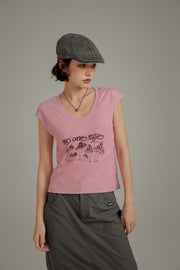 U-Neck Mushroom Club T-Shirt