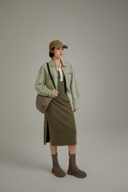 Faded Color Denim Zip-Up Jacket