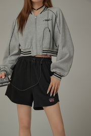 Varsity Color Sporty Cropped Jacket