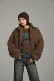 Fluffy High Neck Jacket