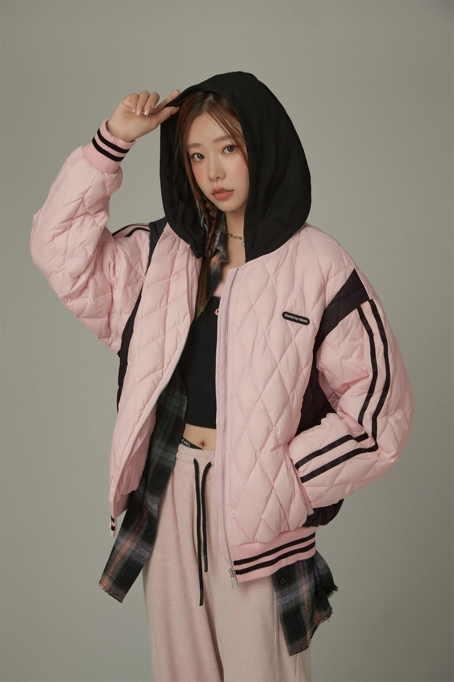 CHUU Argyle Quilting Padded Jacket