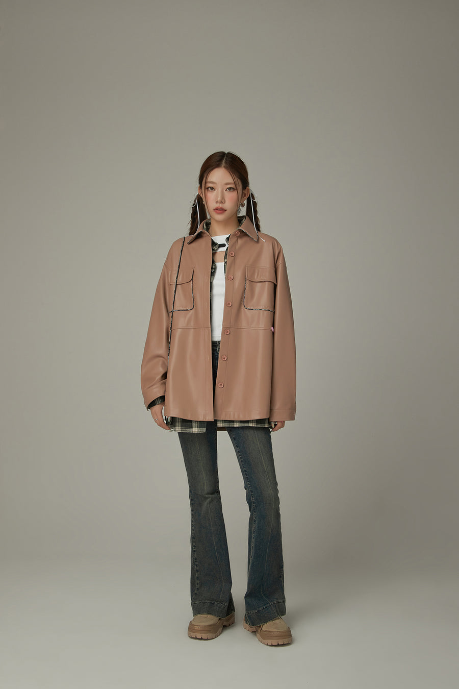 CHUU Pocket Leather Shacket