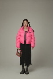 Colored Hooded Simple Padded Jacket