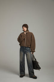 Fluffy High Neck Jacket