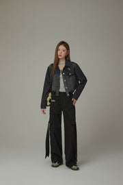 Star Logo Leopard Denim Jacket