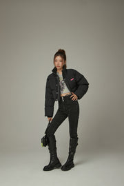 Oversized Logo Embroidery Padded Jacket