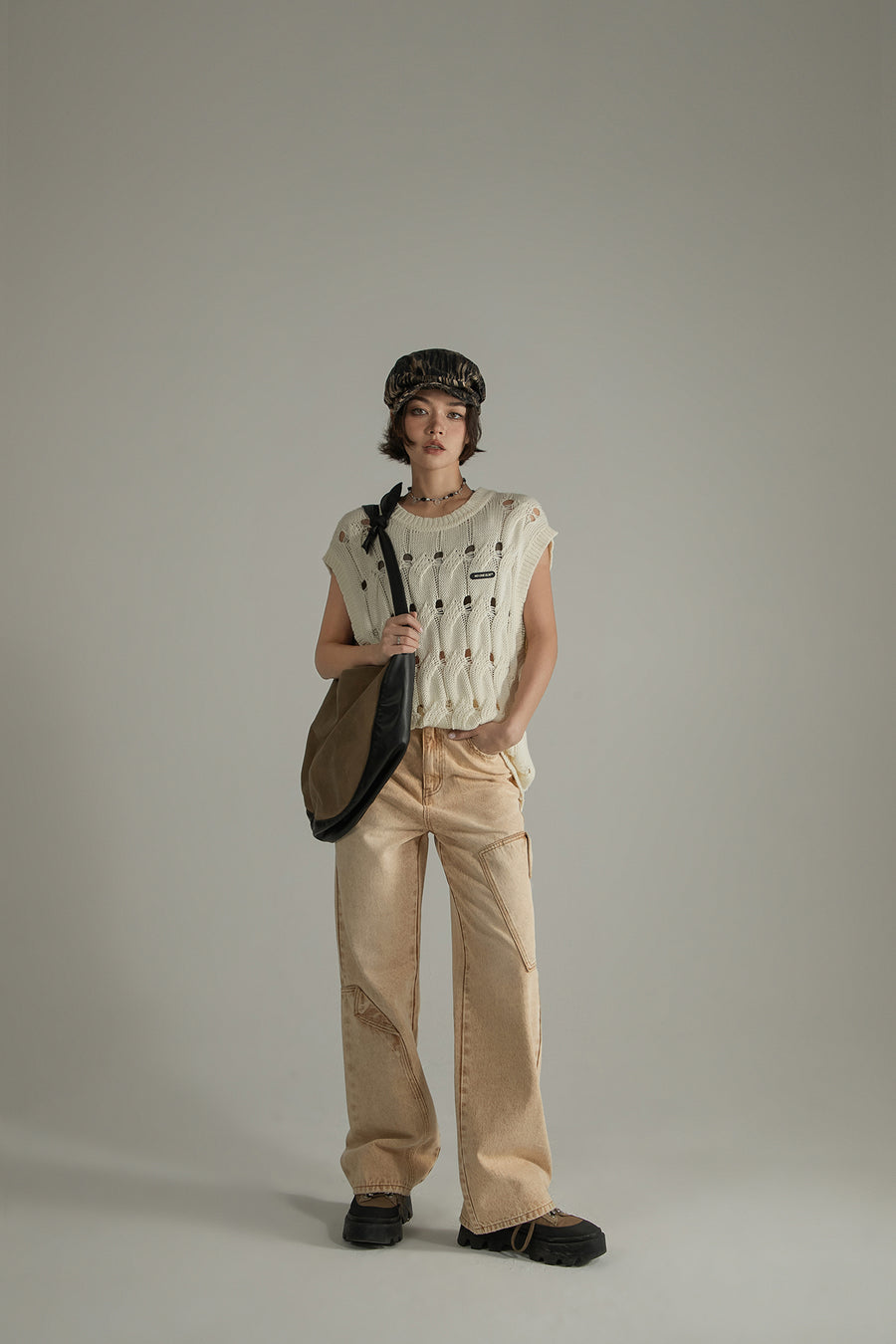 CHUU Pocket Washed Wide Jeans