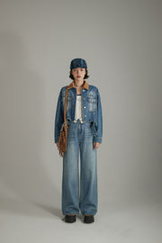 Color Collar Stitching Retro Denim Jacket