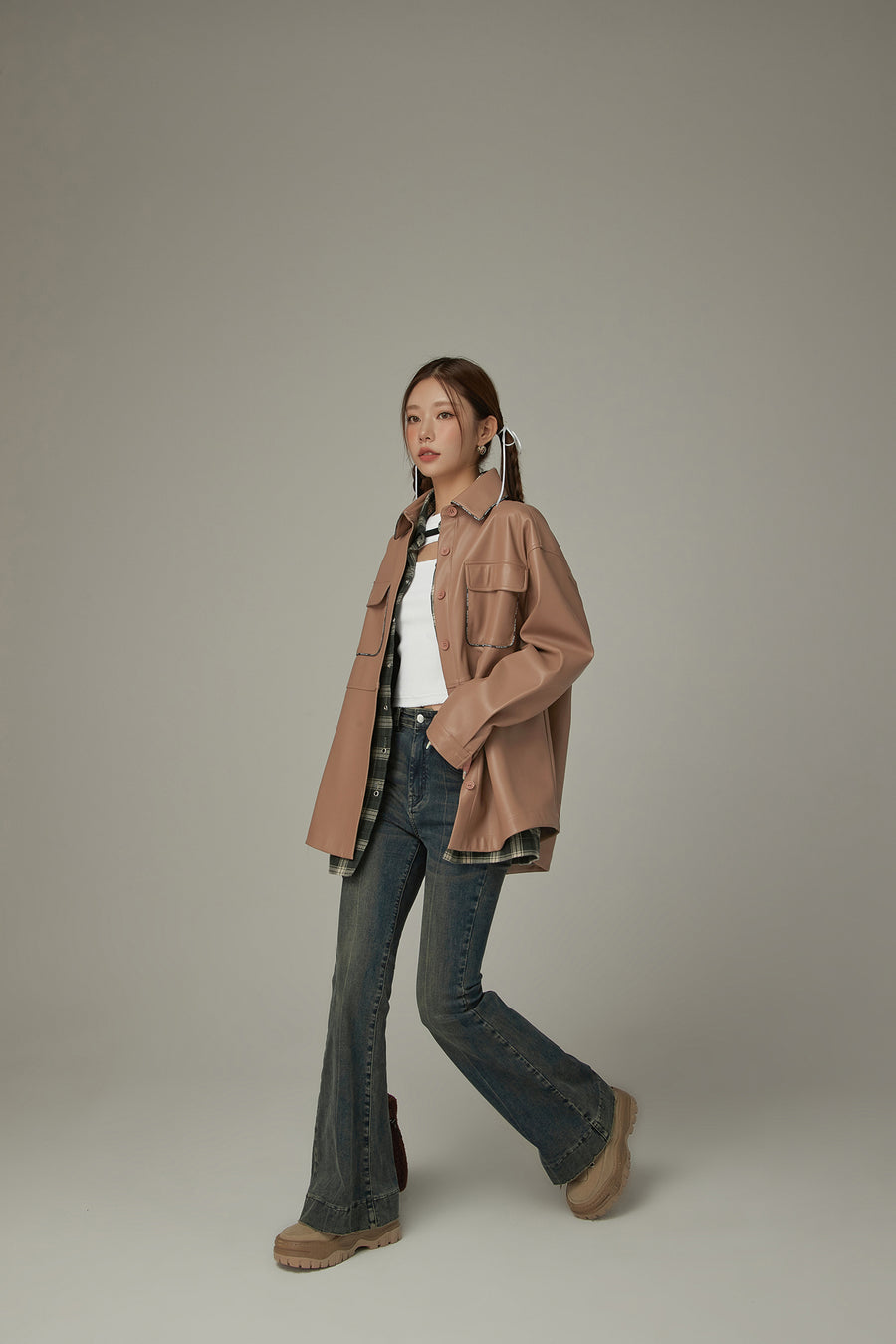 CHUU Pocket Leather Shacket