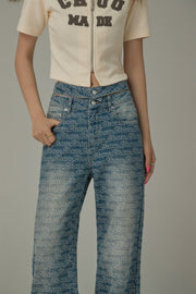 Waist Slit Wide Straight Denim Jeans