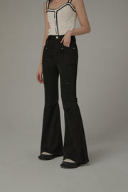 Stitch Distressed Bootcut Denim Jeans