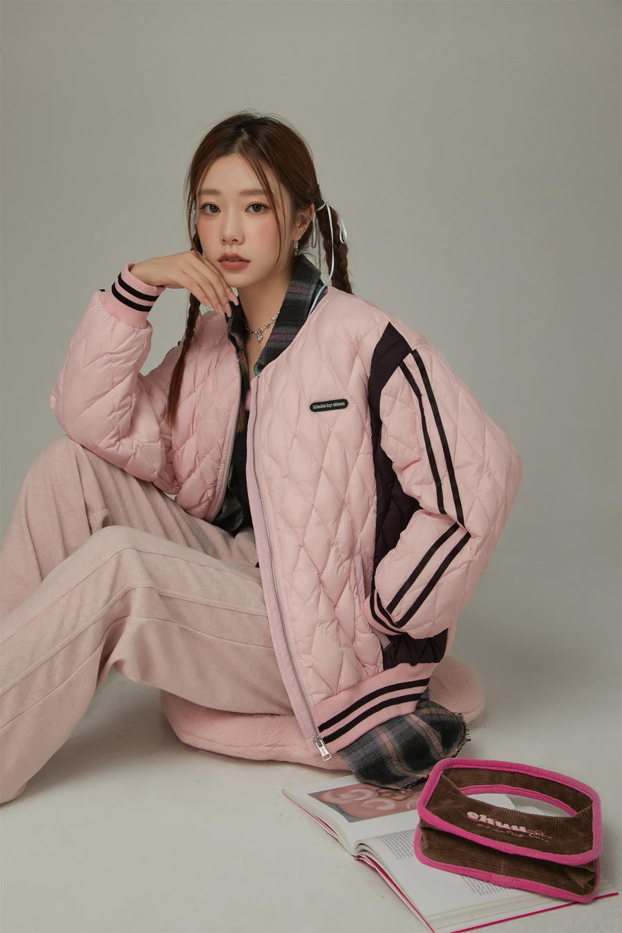 CHUU Argyle Quilting Padded Jacket