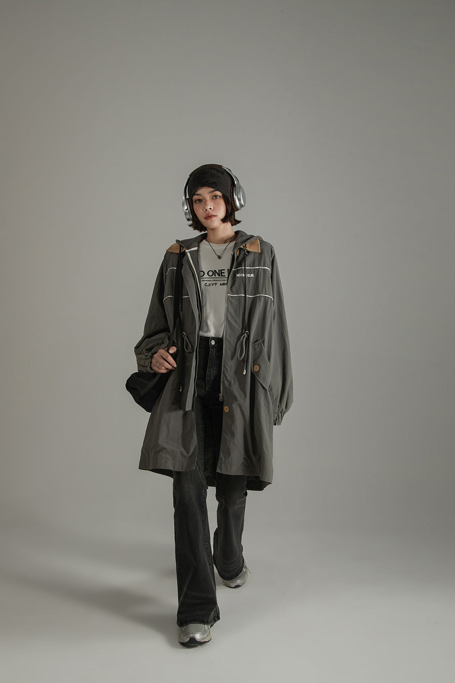 CHUU Color Collar String Long Windbreaker Jacket