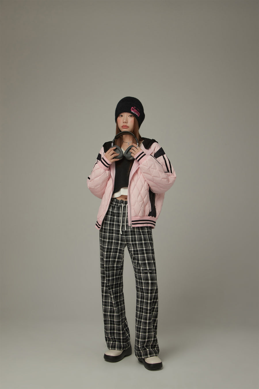 CHUU Argyle Quilting Padded Jacket