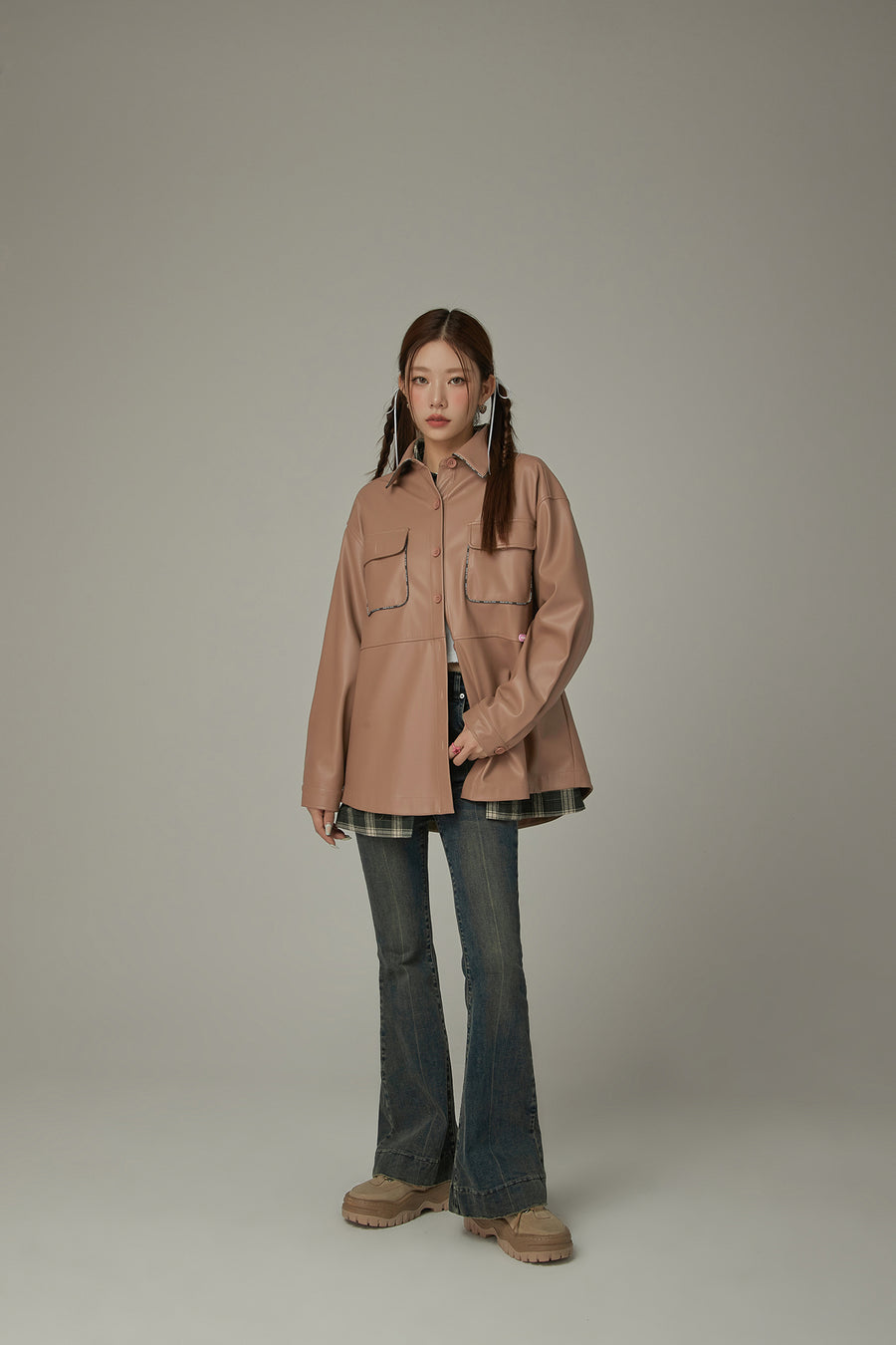 CHUU Pocket Leather Shacket