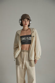 Summer Boxy Drawstring Hooded Jacket